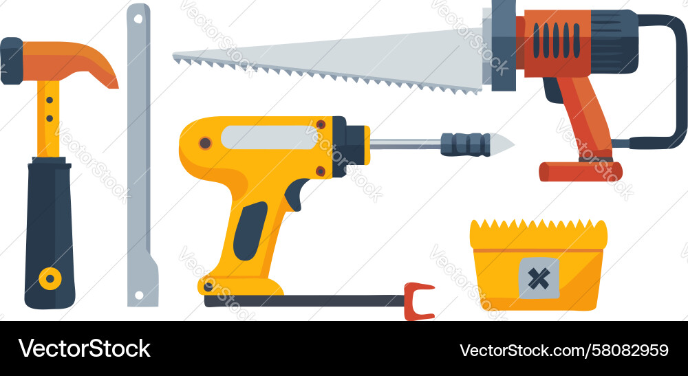 Tool Set Collection Vector Image
