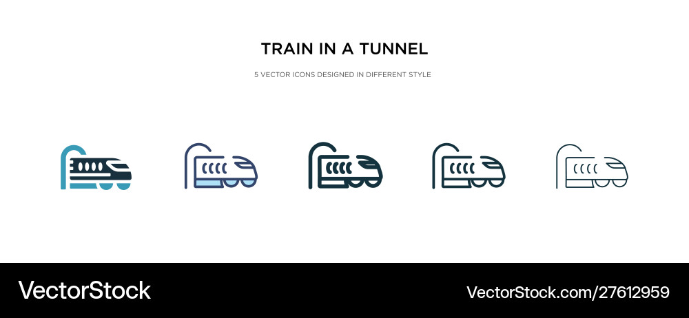 Train in a tunnel icon different style two Train in a tunnel icon different style two vector image