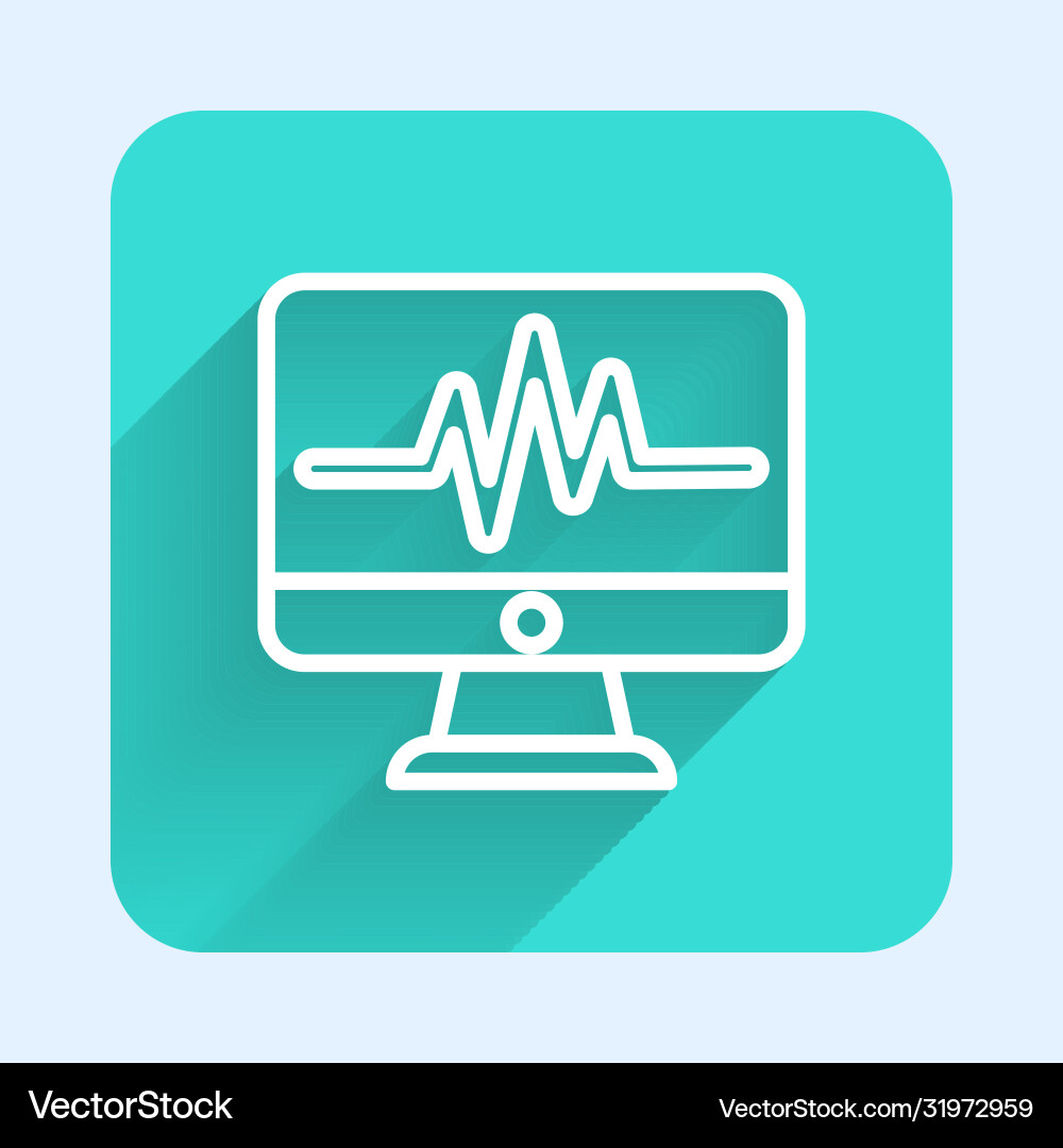 White line computer monitor with cardiogram icon White line computer monitor with cardiogram icon vector image