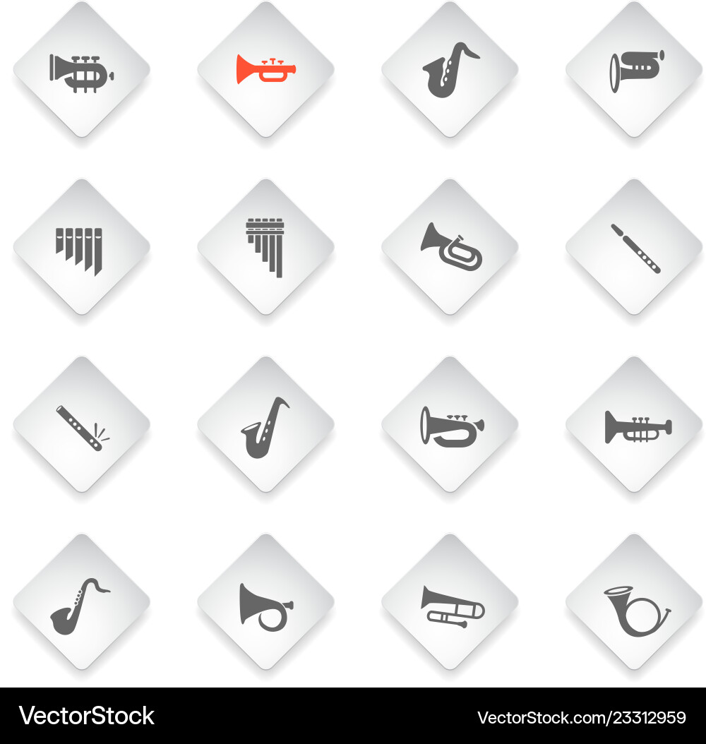 Wind Instruments Icon Set Vector Image