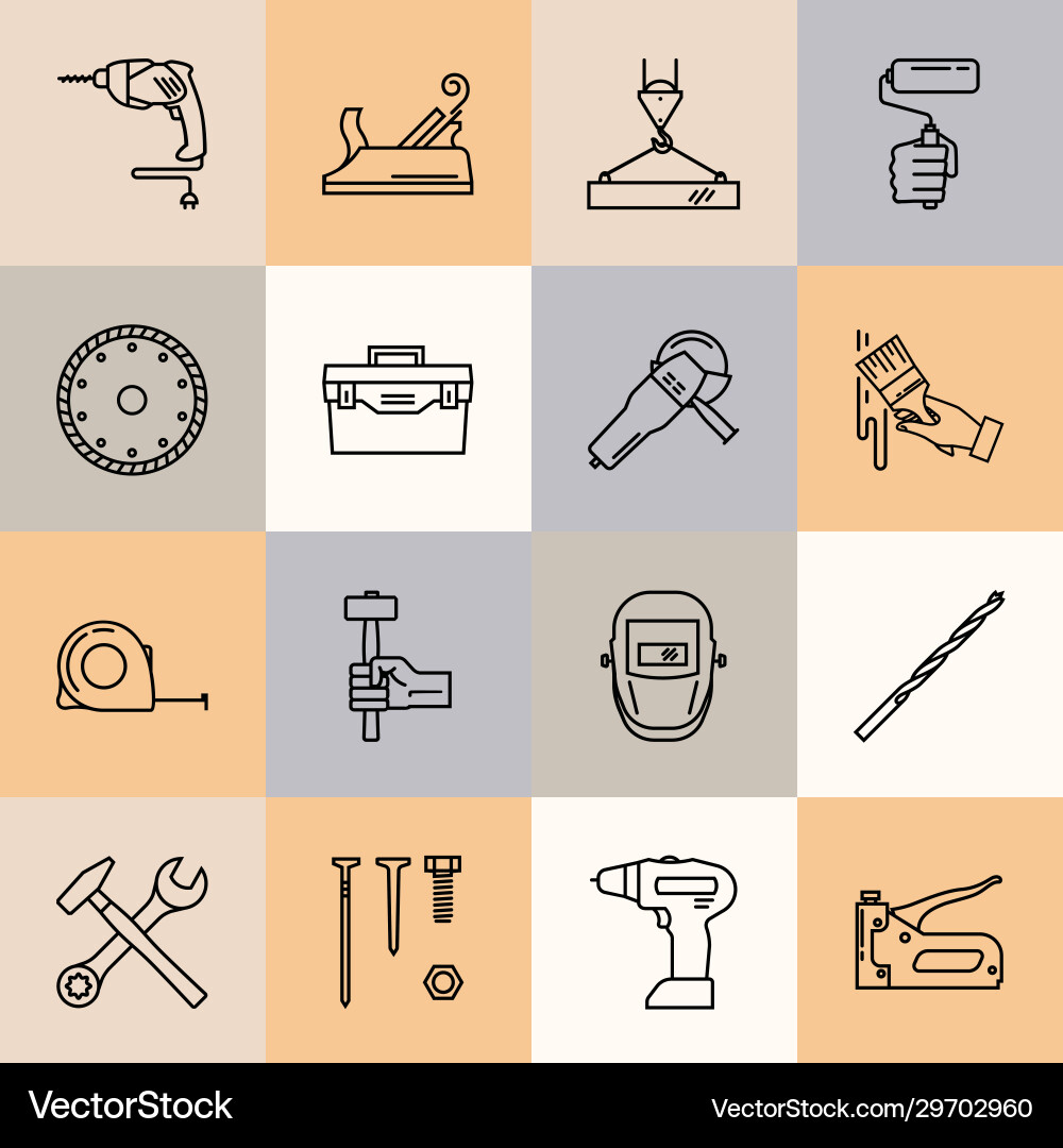 A set icons working tools for builders A set icons working tools for builders vector image