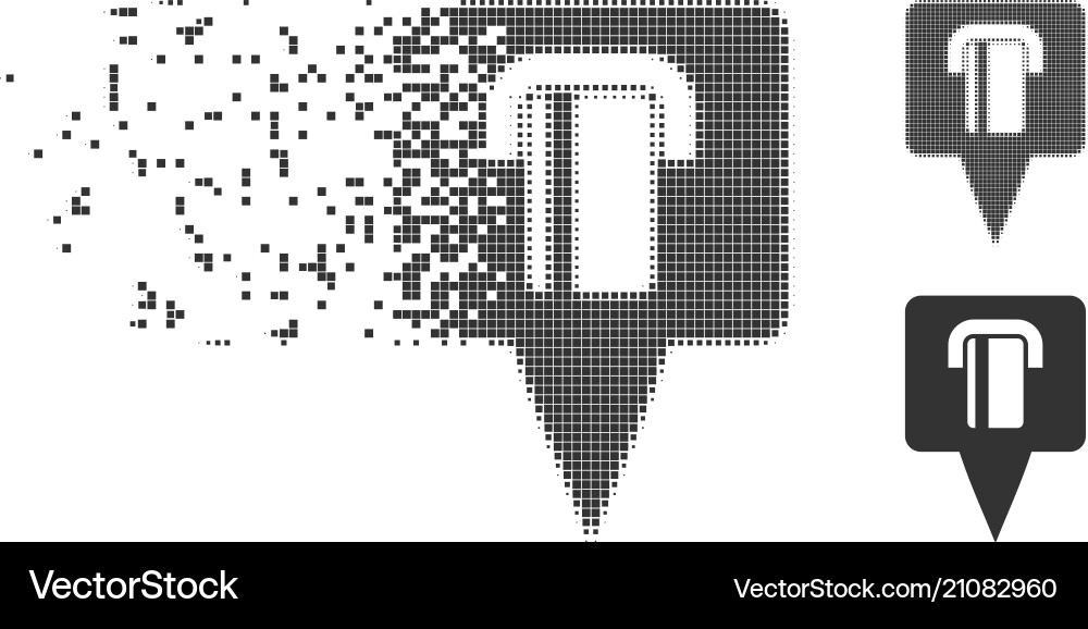 Bank terminal map pointer destructed pixel Bank terminal map pointer destructed pixel vector image
