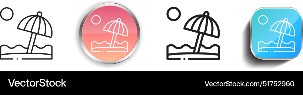 Beach icon thin linear regular and button style vector image