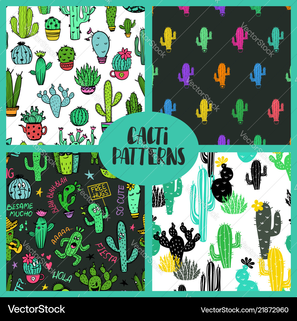 Cactus Pattern Collection vector image