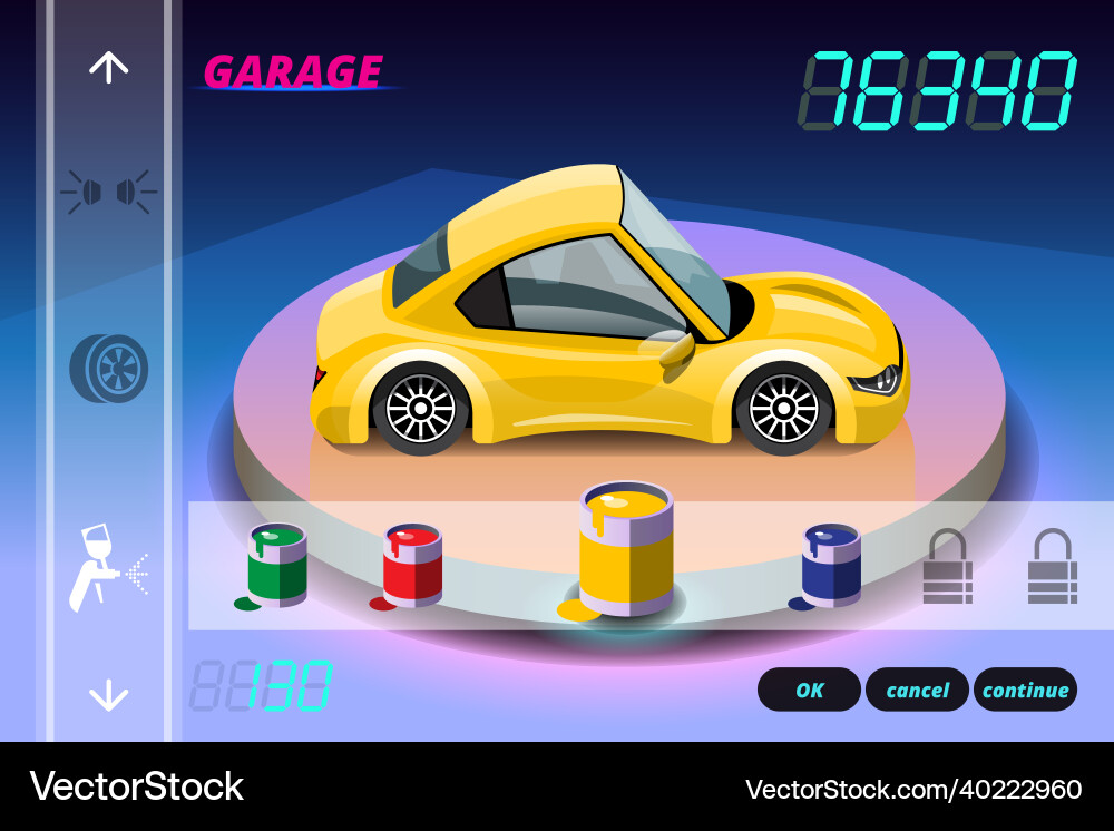Car racing game in display menu juning Car racing game in display menu juning vector image