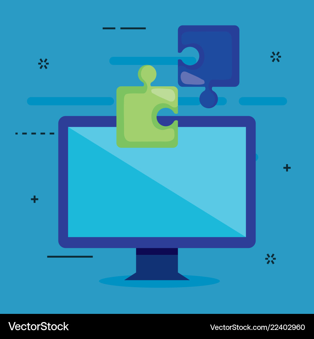 Computer desktop with seo icons Computer desktop with seo icons vector image