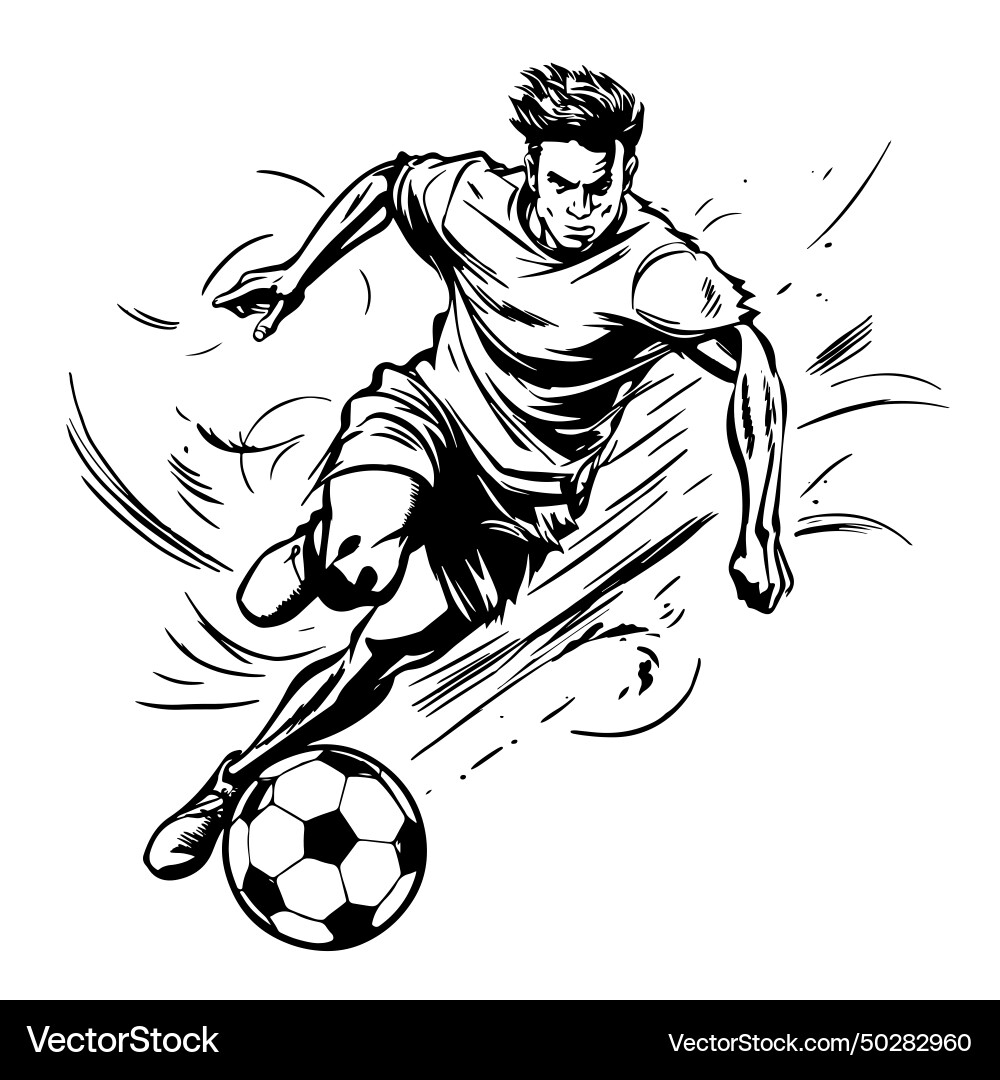 Dynamic Soccer Player Sketch vector image