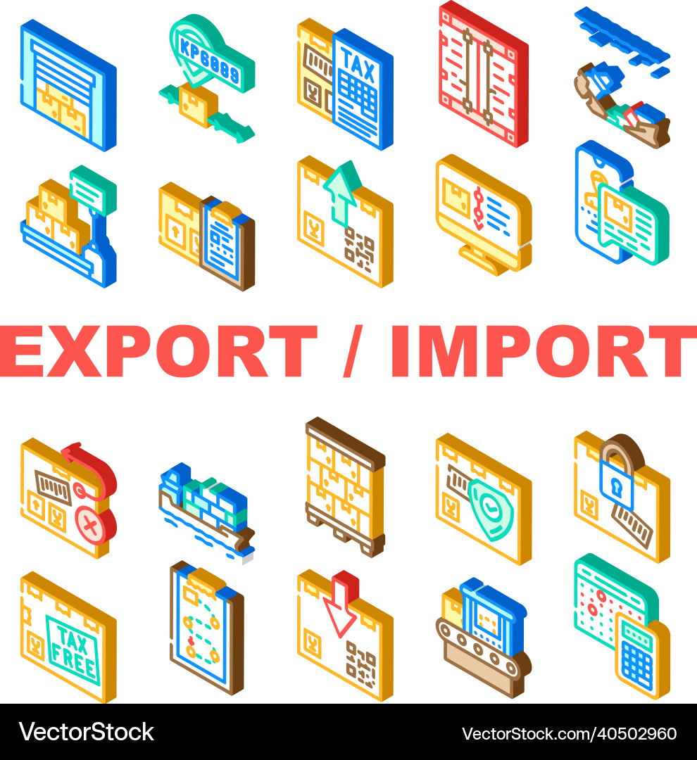 Export and import transportation icons set Export and import transportation icons set vector image