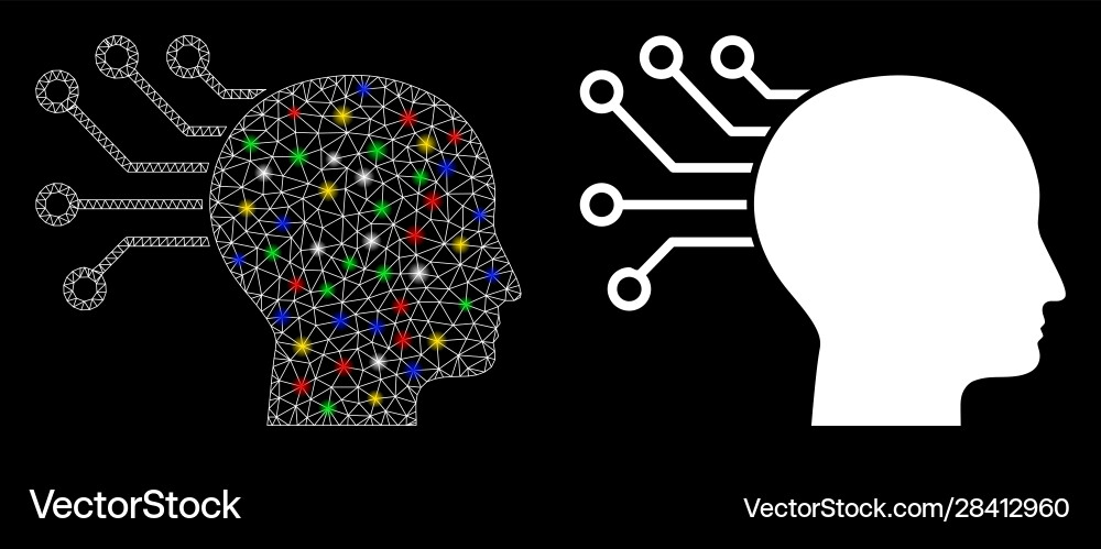Flare mesh 2d neural interface icon with flash Flare mesh 2d neural interface icon with flash Vector Image