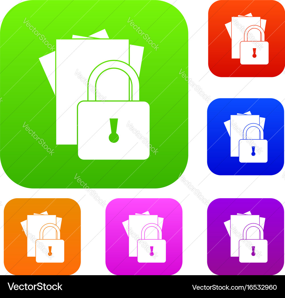 Folders with padlock set collection vector image