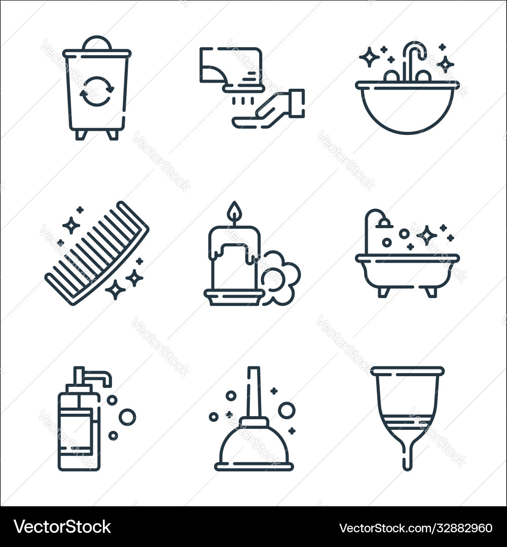 Hygiene routine line icons linear set quality Hygiene routine line icons linear set quality Vector Image