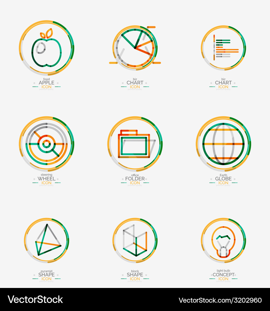 Minimal thin line design web icon set Vector Image