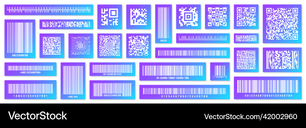 Modern colorful product barcodes and qr codes Modern colorful product barcodes and qr codes vector image