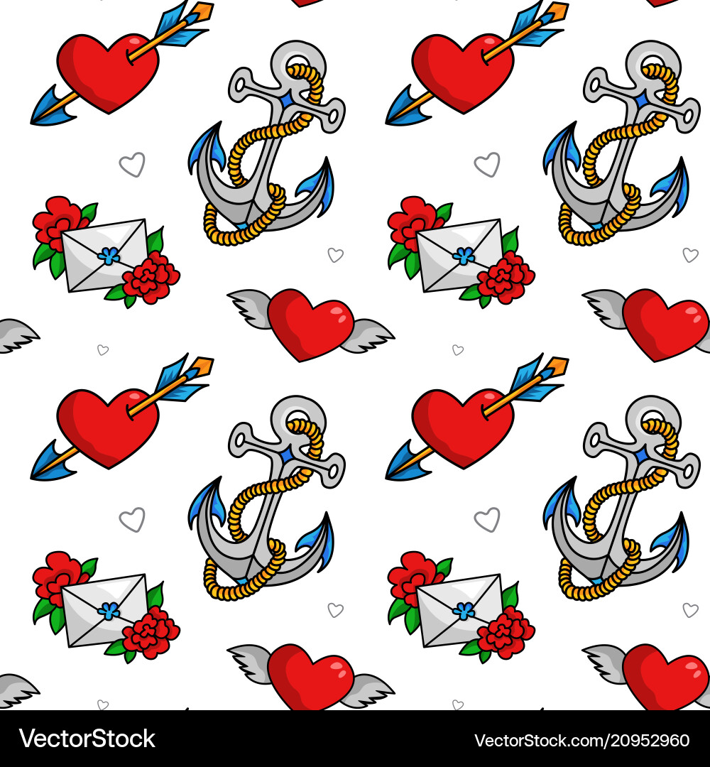 Old School Anchor Pattern vector image