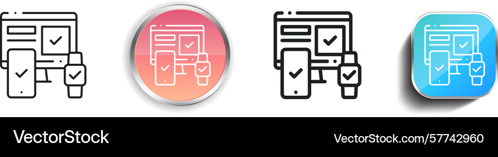 Responsive icon thin linear regular and button Responsive icon thin linear regular and button vector image