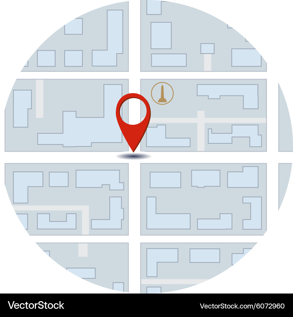 Schematic flat map with a point of destination vector image