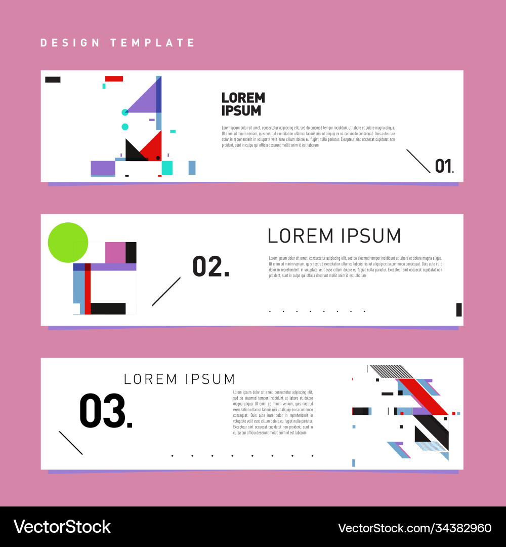 Set abstract banner web design template retro vector image