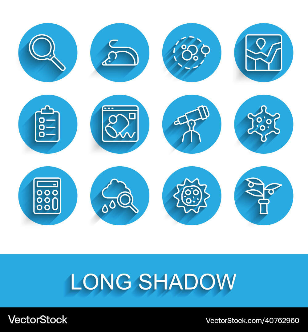 Set line calculator cloud with rain magnifying Set line calculator cloud with rain magnifying vector image