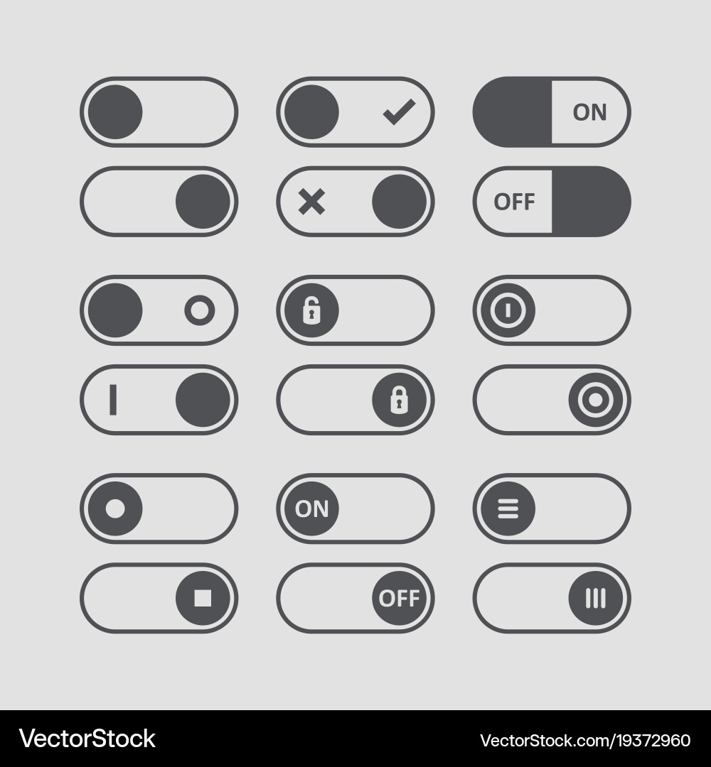 Set of switch icons flat icon buttons Vector Image