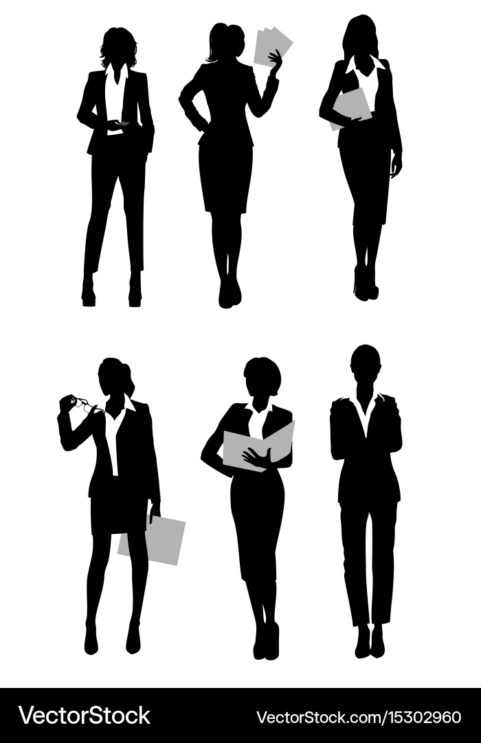 Six Businesswomen Silhouettes Vector Image