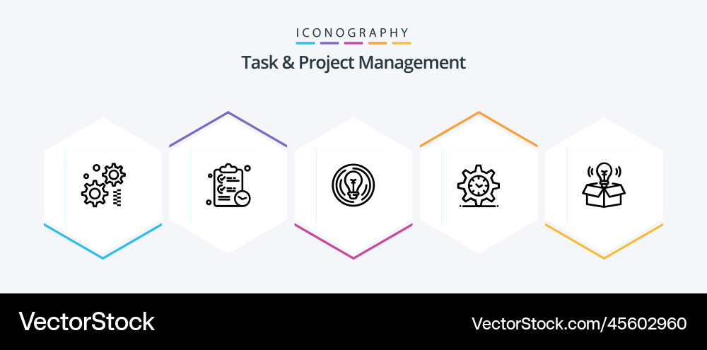Task and project management 25 line icon pack vector image