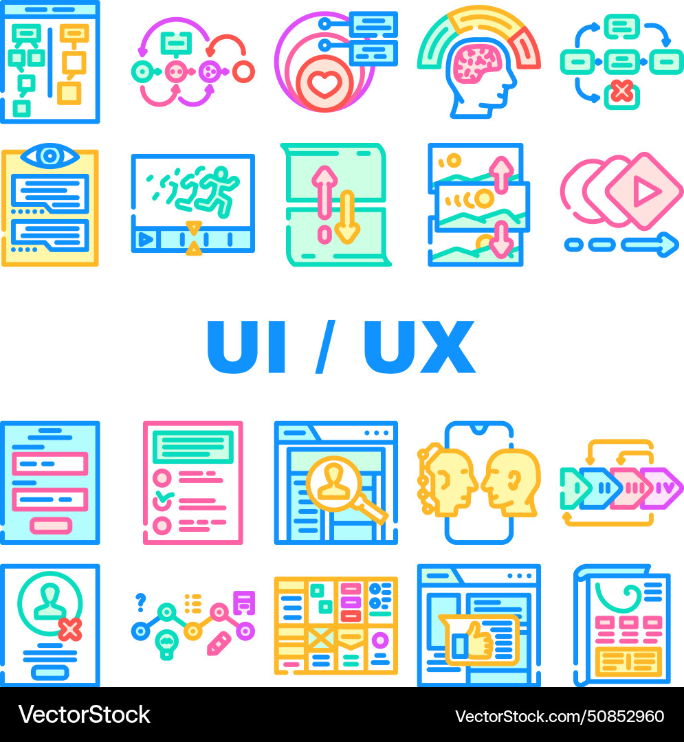 Ui ux web interface mobile icons set Ui ux web interface mobile icons set vector image