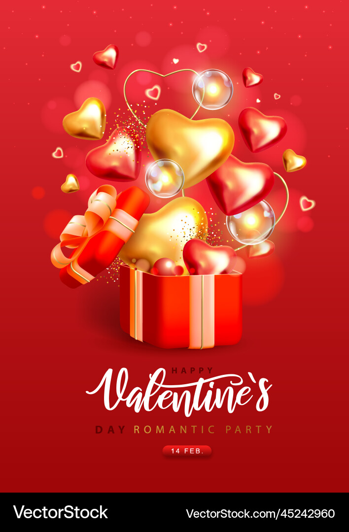 Valentinstag Poster mit Liebe Herz und Geschenkbox Valentinstag Poster mit Liebe Herz und Geschenkbox vektorbild