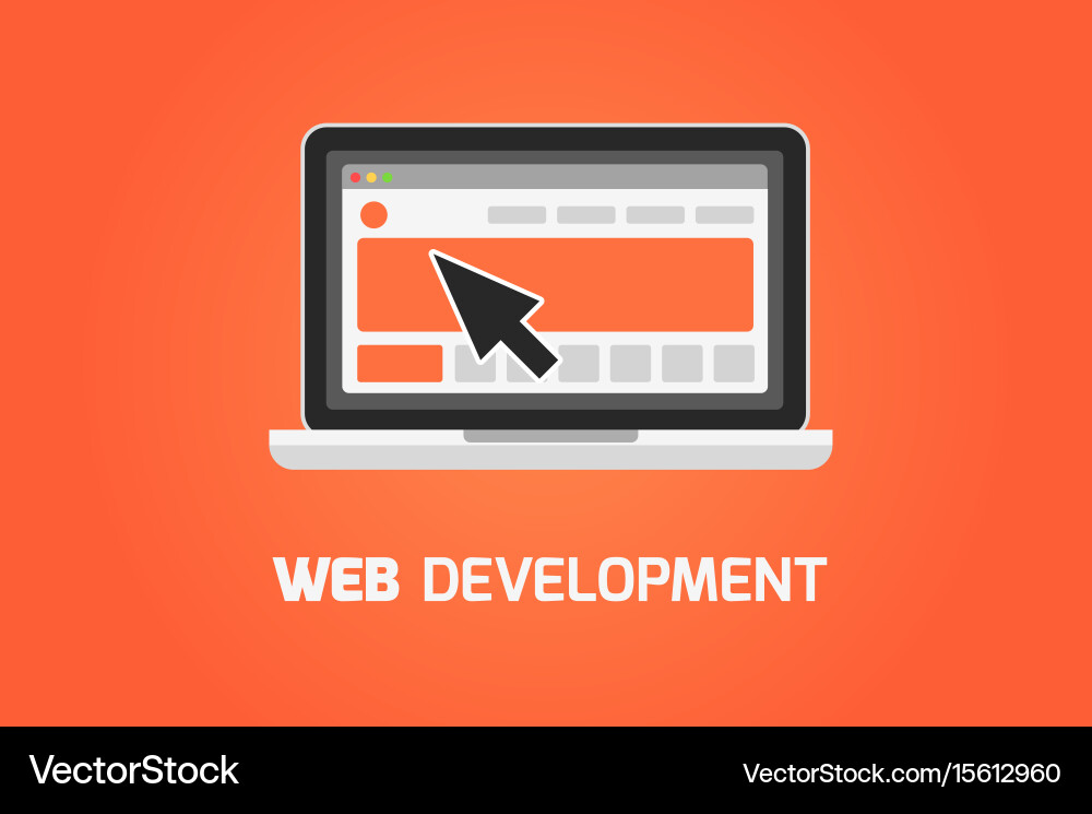 Web development laptop icon create website vector image