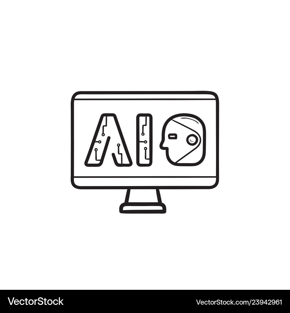 AI Letters on Computer Screen Vector Image