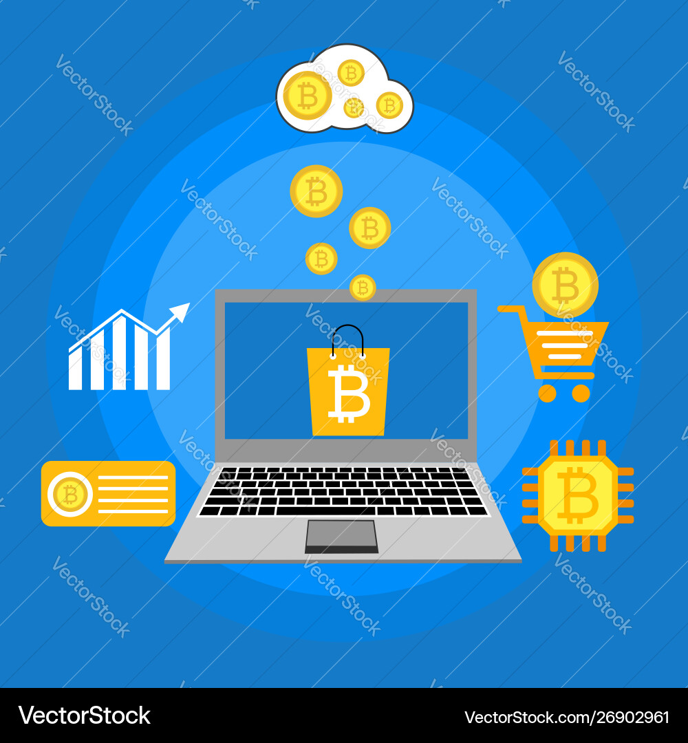 Blockchain scheme mining crypto currency server vector image