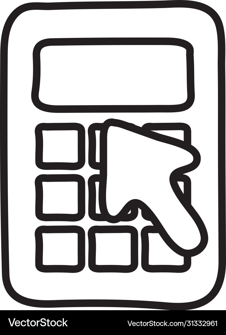 Calculator and cursor icon line style Vector Image