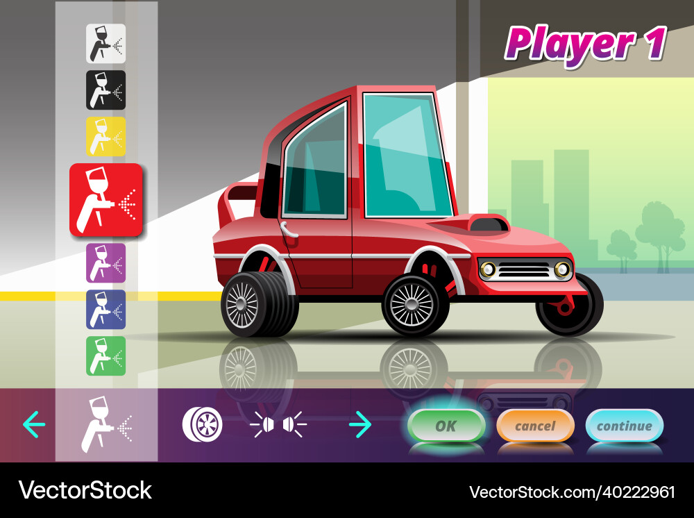 Car racing game in display menu juning Car racing game in display menu juning Vector Image