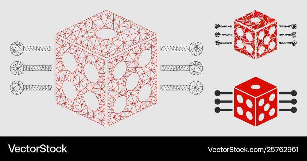 Dice links mesh wire frame model Dice links mesh wire frame model vector image
