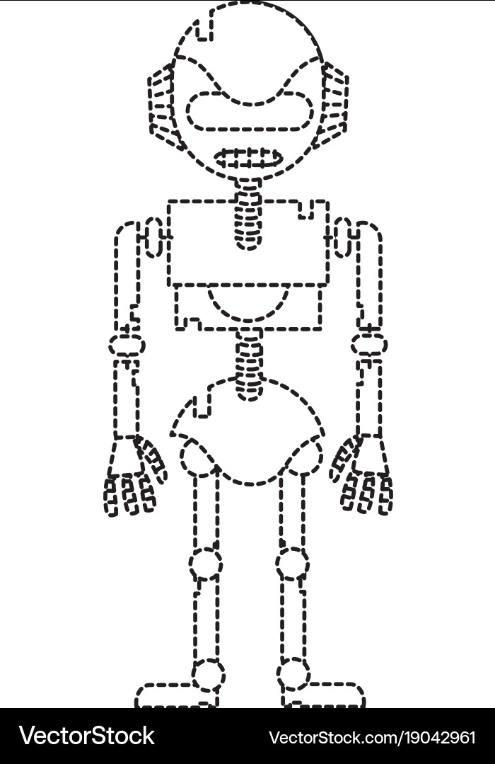 Dotted shape technology robot with robotic body Vector Image