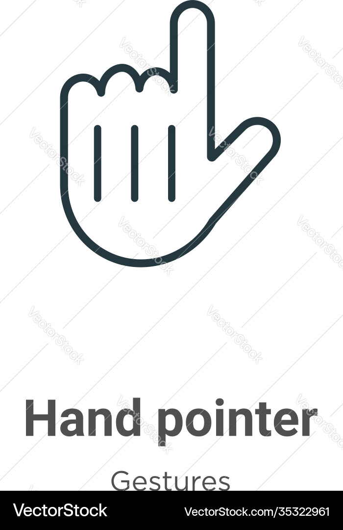 Hand pointer outline icon thin line black Hand pointer outline icon thin line black Vector Image