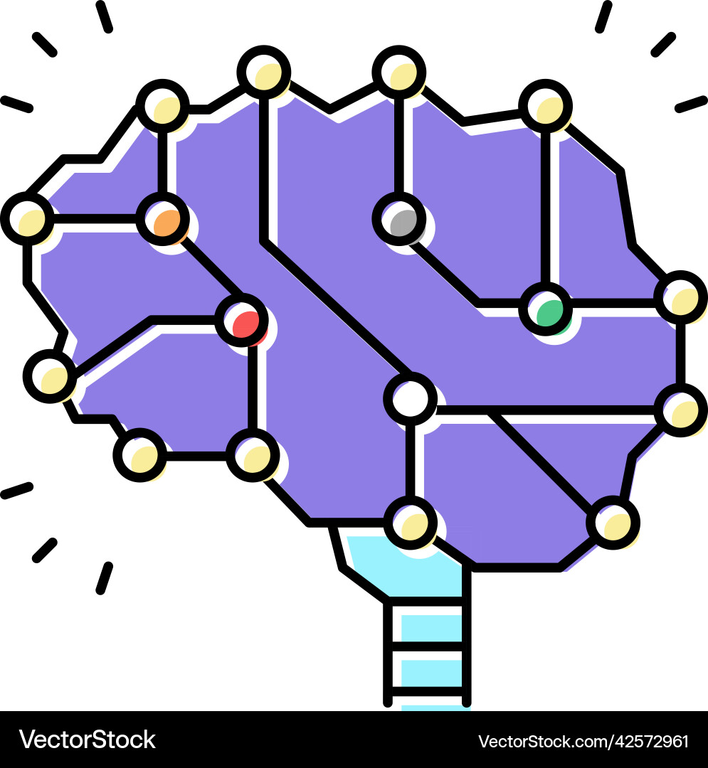 Neuron knowledge brain color icon Neuron knowledge brain color icon vector image