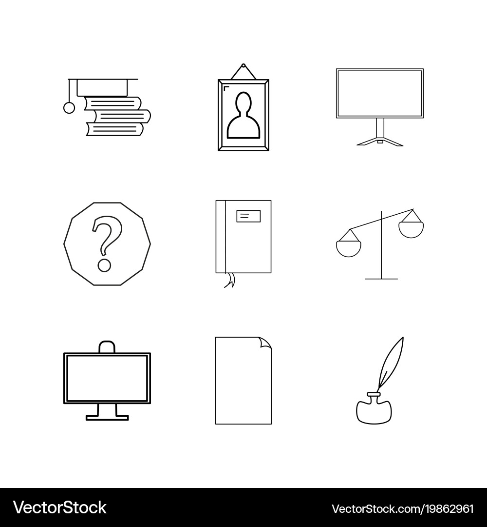 Office linear icon set simple outline icons vector image