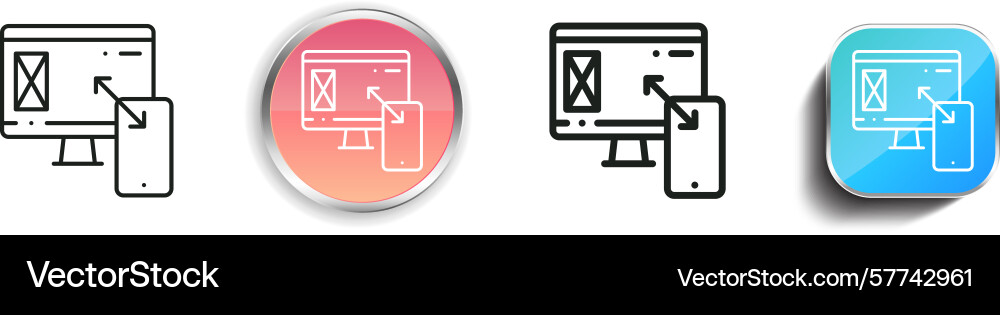 Responsive icon thin linear regular and button Responsive icon thin linear regular and button vector image