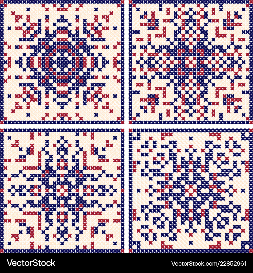 Scandinavian Cross Stitch Patterns vector image