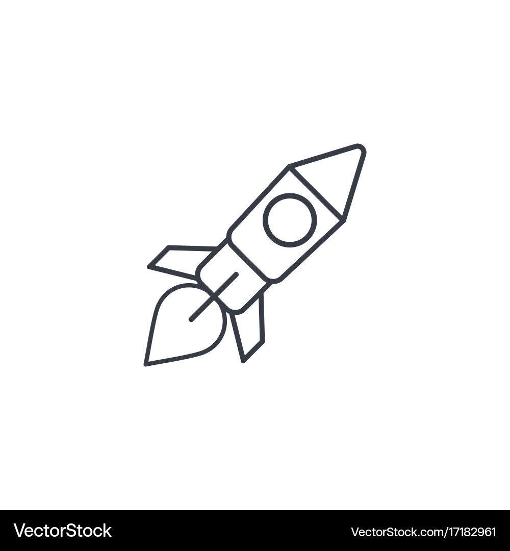 Startup rocket launch thin line icon linear Vector Image