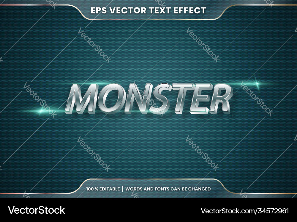 Text effect in 3d monster words font styles theme Text effect in 3d monster words font styles theme vector image
