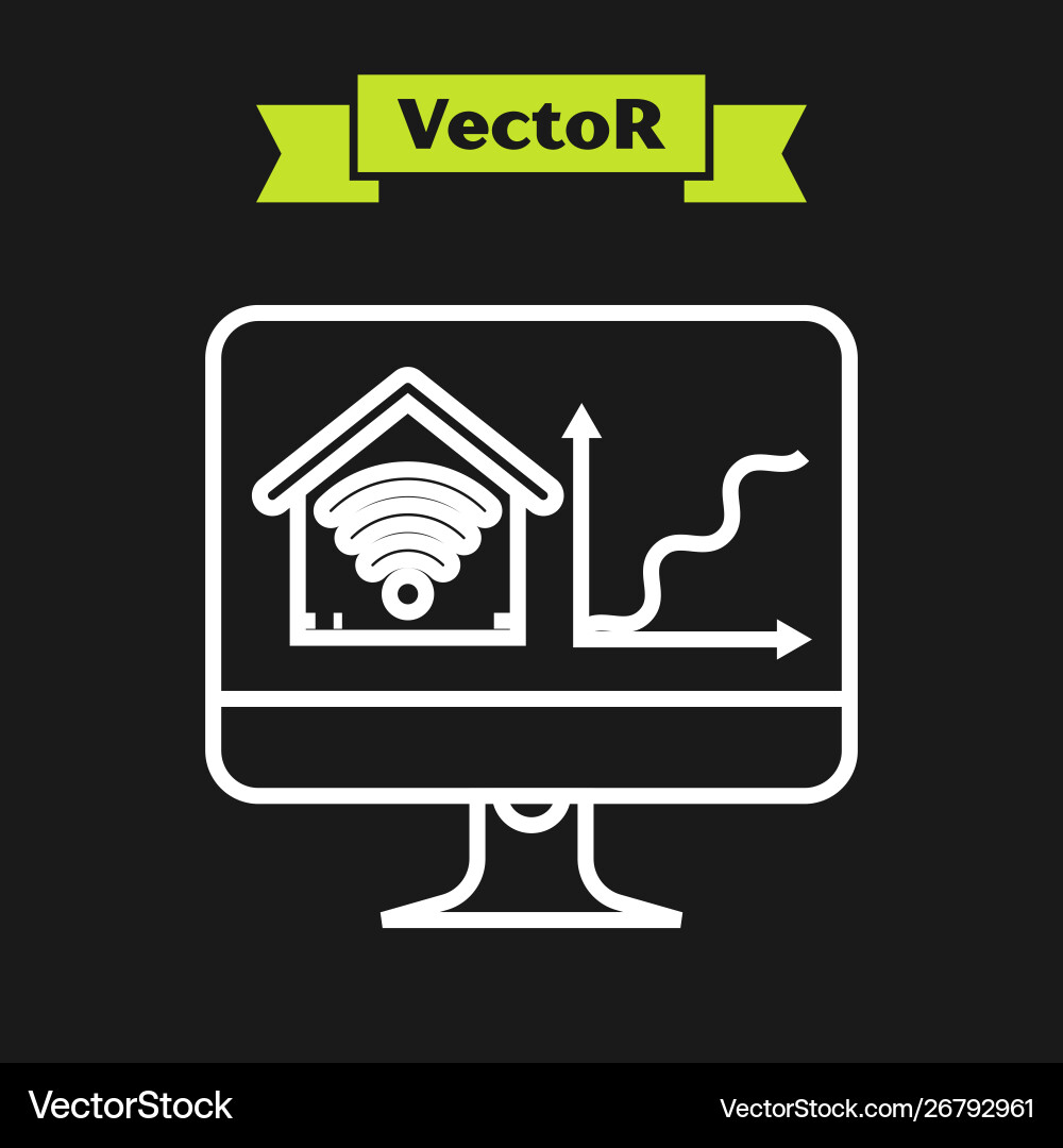 White line computer monitor with smart home White line computer monitor with smart home Vector Image