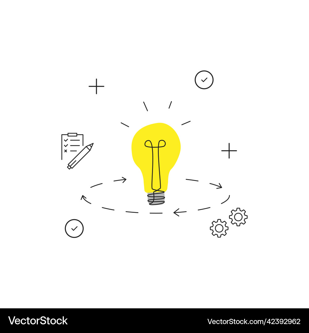 Abstract insight icon with simple yellow bulb Abstract insight icon with simple yellow bulb Vector Image