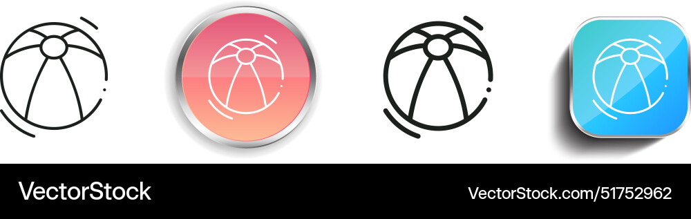 Beach ball icon thin linear regular and button Beach ball icon thin linear regular and button vector image