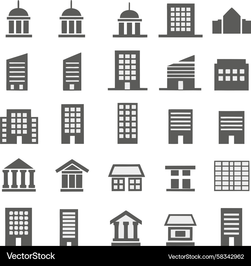 Building Icon Set - Architecture Vector Image