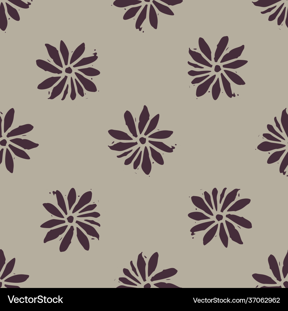 Floral Block Print Pattern Vector Image