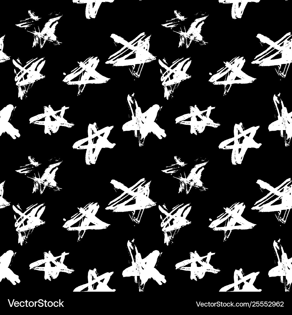Hand drawn grunge stars seamless pattern modern Vector Image