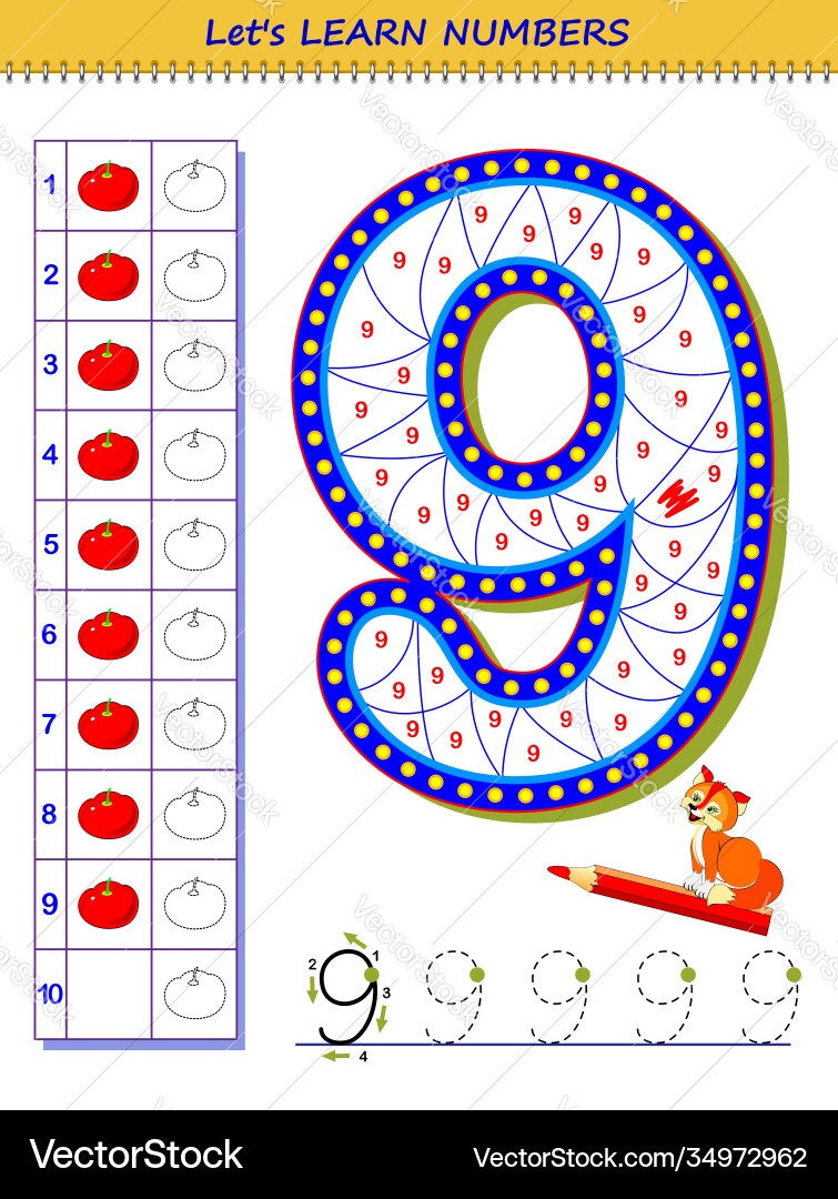 Lets learn numbers educational game for children Lets learn numbers educational game for children vector image