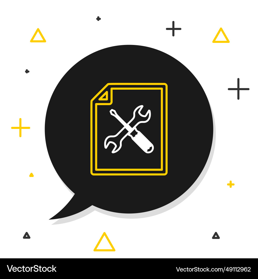 Line file document with screwdriver and wrench Line file document with screwdriver and wrench vector image