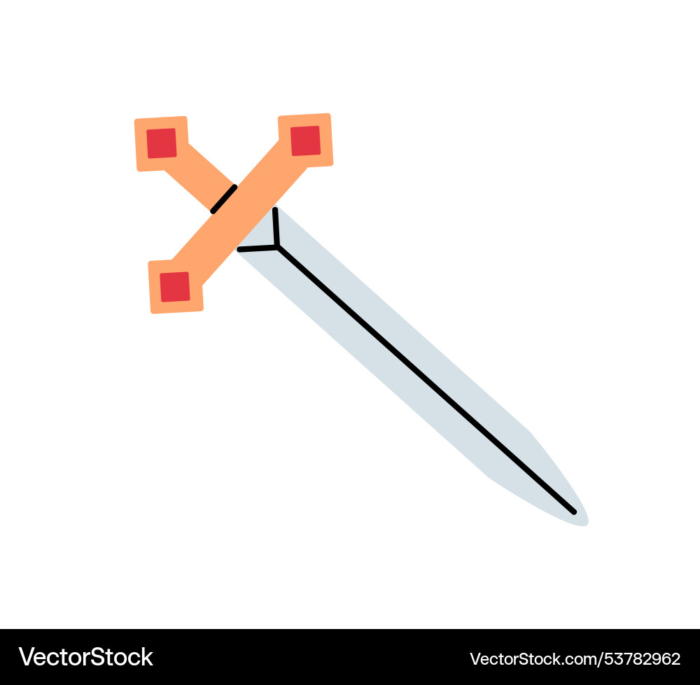 Medieval sword with golden handle knights sharp Medieval sword with golden handle knights sharp vector image